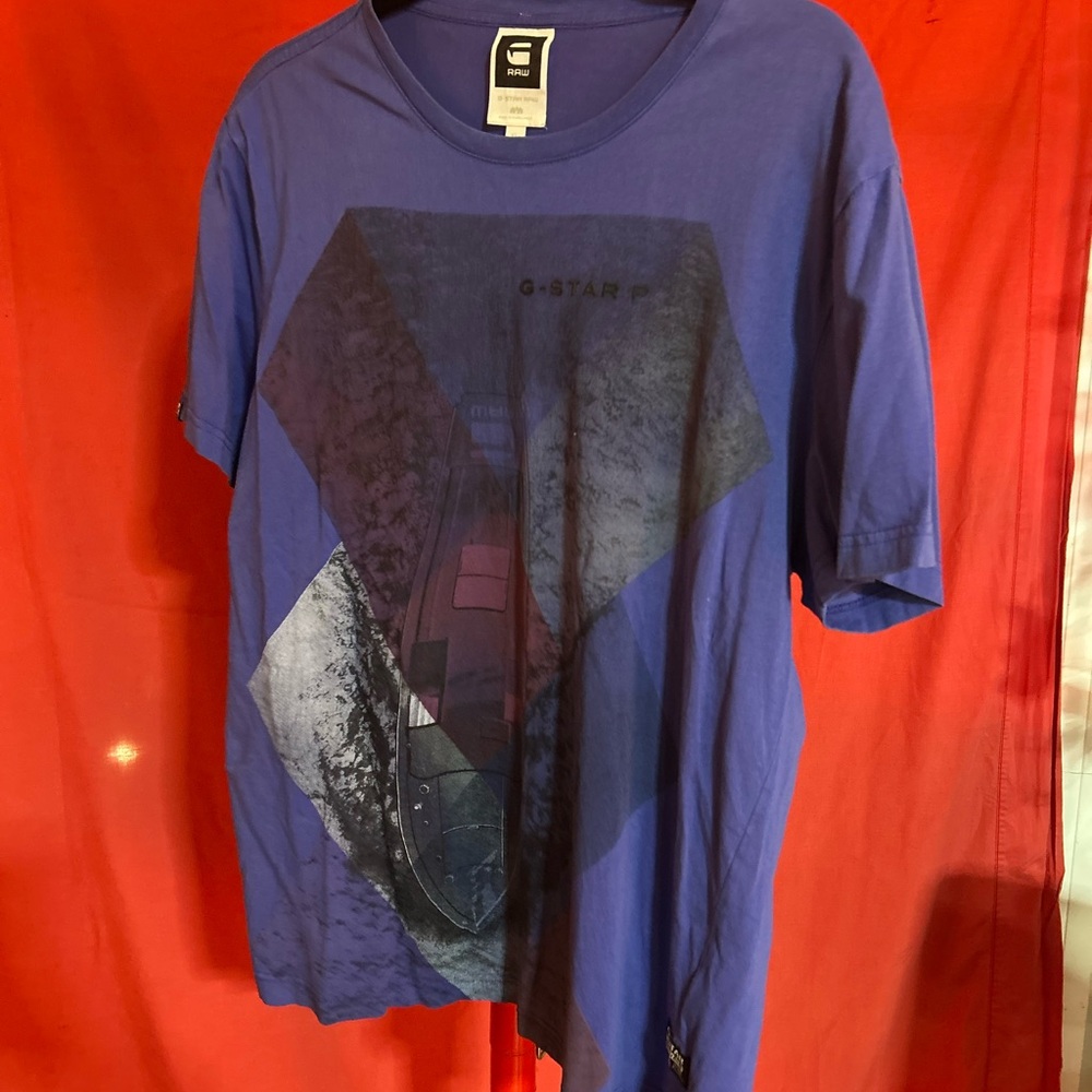 G-Star Blue Short Sleeve Tee with Graphic Print